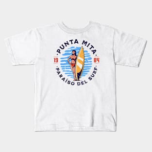 Vintage Punta Mita, Mexico Surfer's Paradise // Retro Surfing 1980s Badge Kids T-Shirt